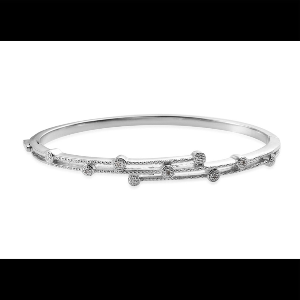Diamond Accent Bangle Bracelet-Platinum Bond Brass